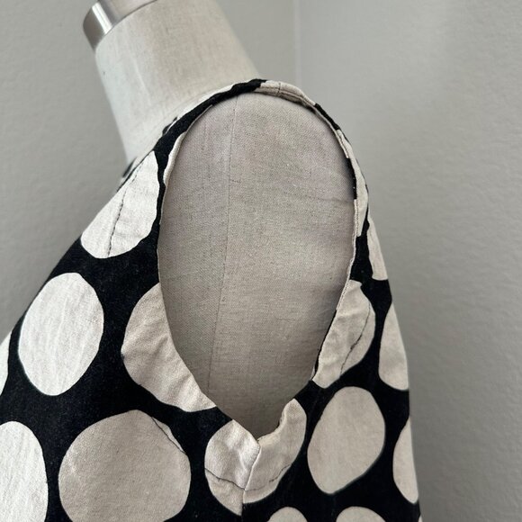 Eleven Stitch Design Pullover Bubble Short Dress Sleeveless Flax Blend Beige Pol - Picture 6 of 12